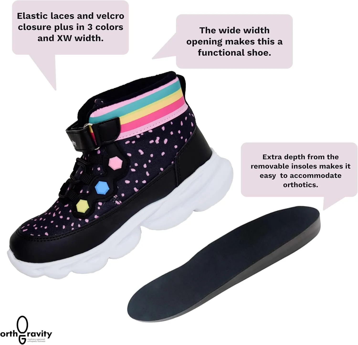 Orthopedic Comfort Children's High Top Sneakers by Ortho Gravity (Light Up)
