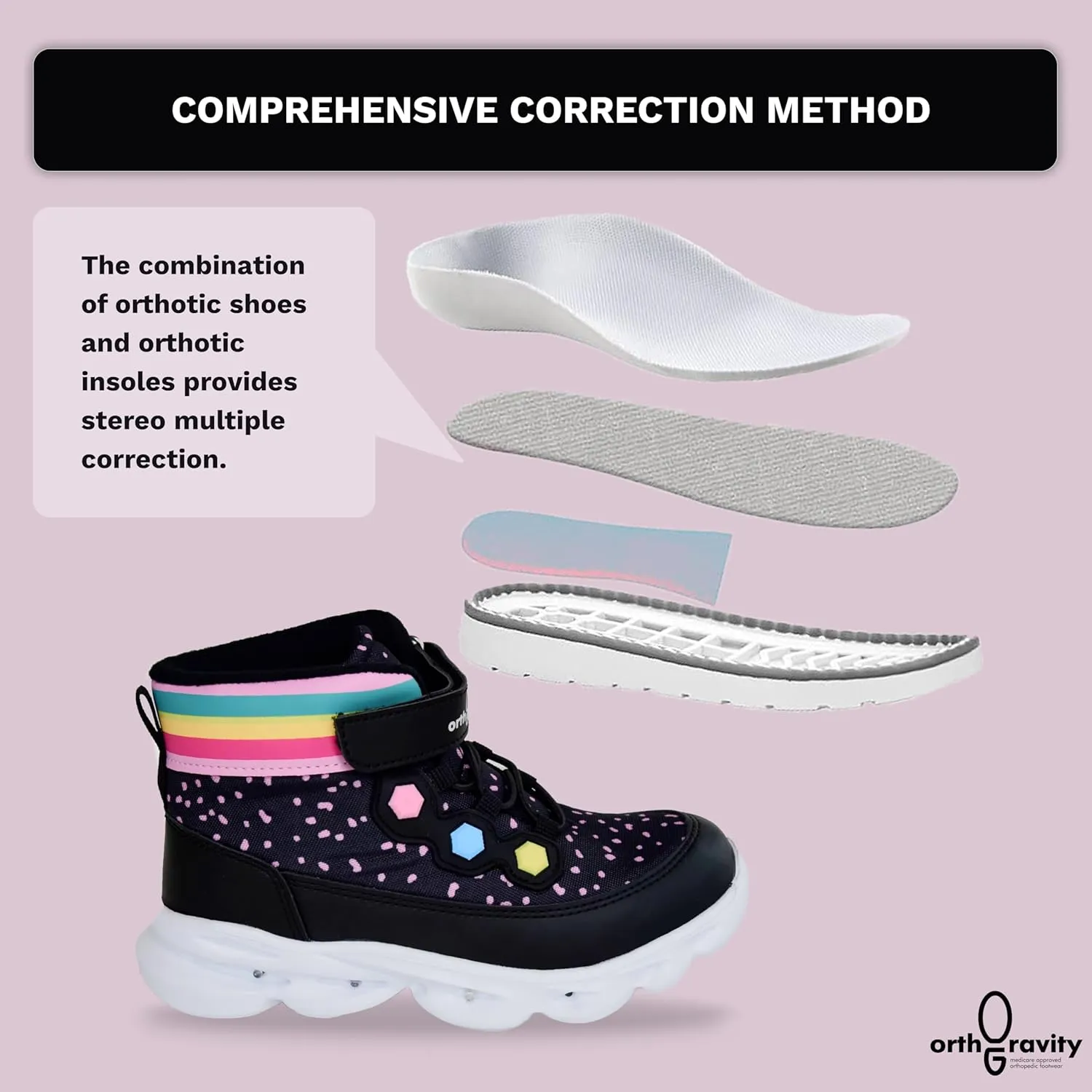 Orthopedic Comfort Children's High Top Sneakers by Ortho Gravity (Light Up)