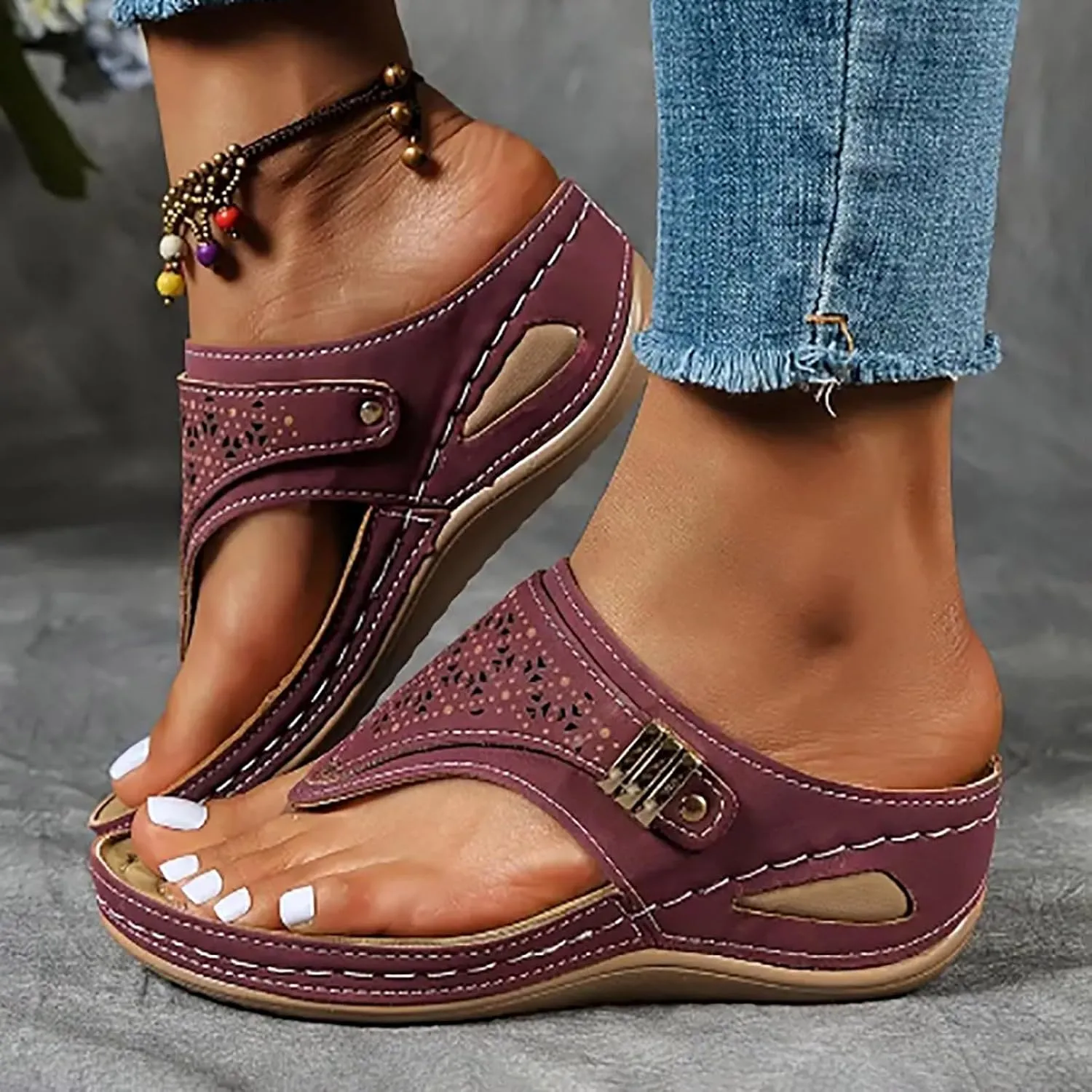 Orthopedic Sandals for Women Dressy Comfortable Arch Support Wedge Sandals Casual Non Slip Sandals Flip Flops Sandals