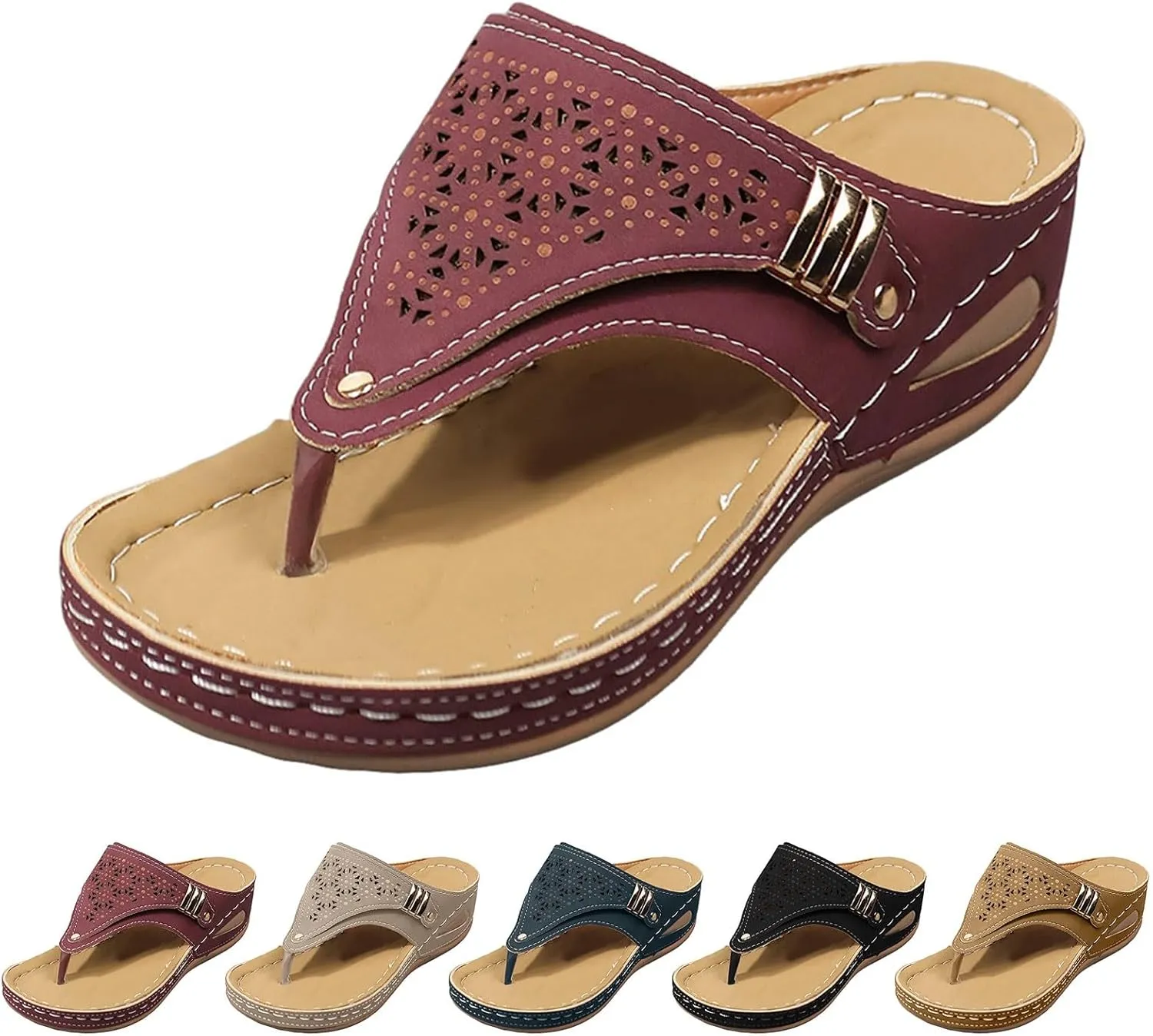 Orthopedic Sandals for Women Dressy Comfortable Arch Support Wedge Sandals Casual Non Slip Sandals Flip Flops Sandals