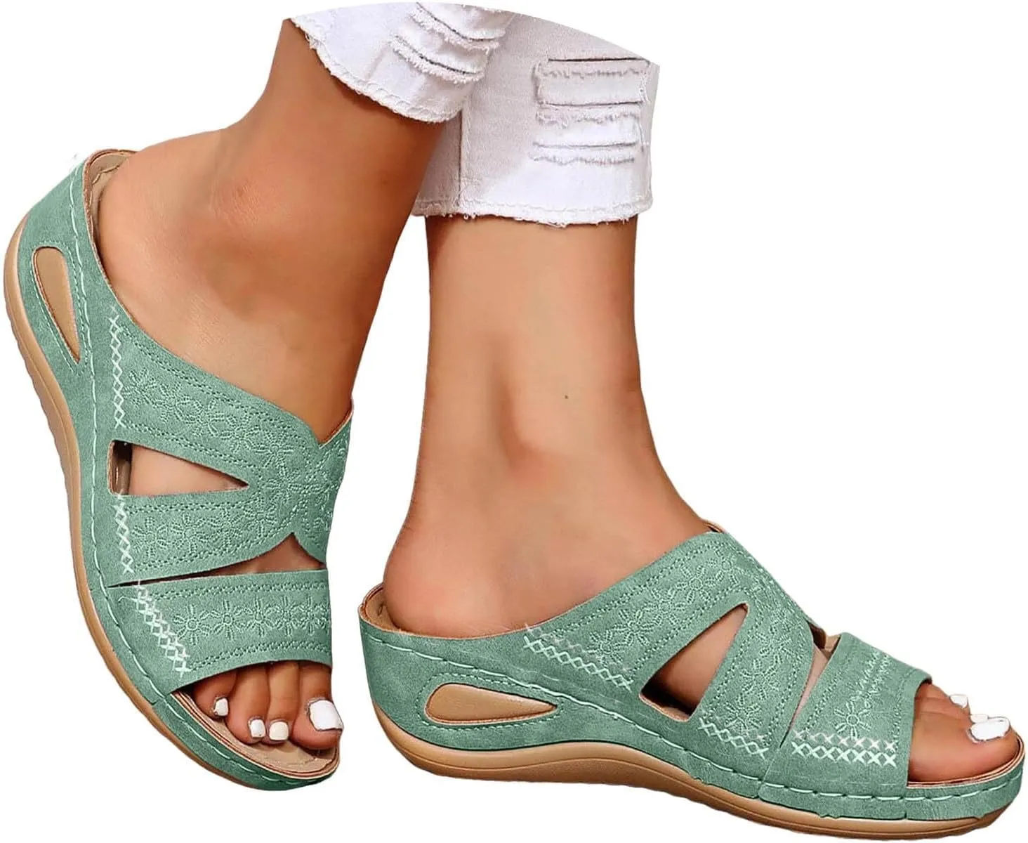 Orthopedic Sandals for Women, Women Summer Dressy Comfortable Sandals Arch Support Wedge Sandals 2025 Non Slip Flip Flops Sandals