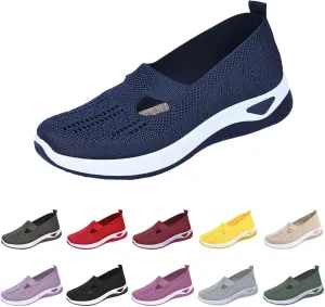 Orthowalk Shoes for Women Orthopedic Arch Support Woven Mesh Breathable Soft Sneakers Slip On Wide Diabetic Footwear
