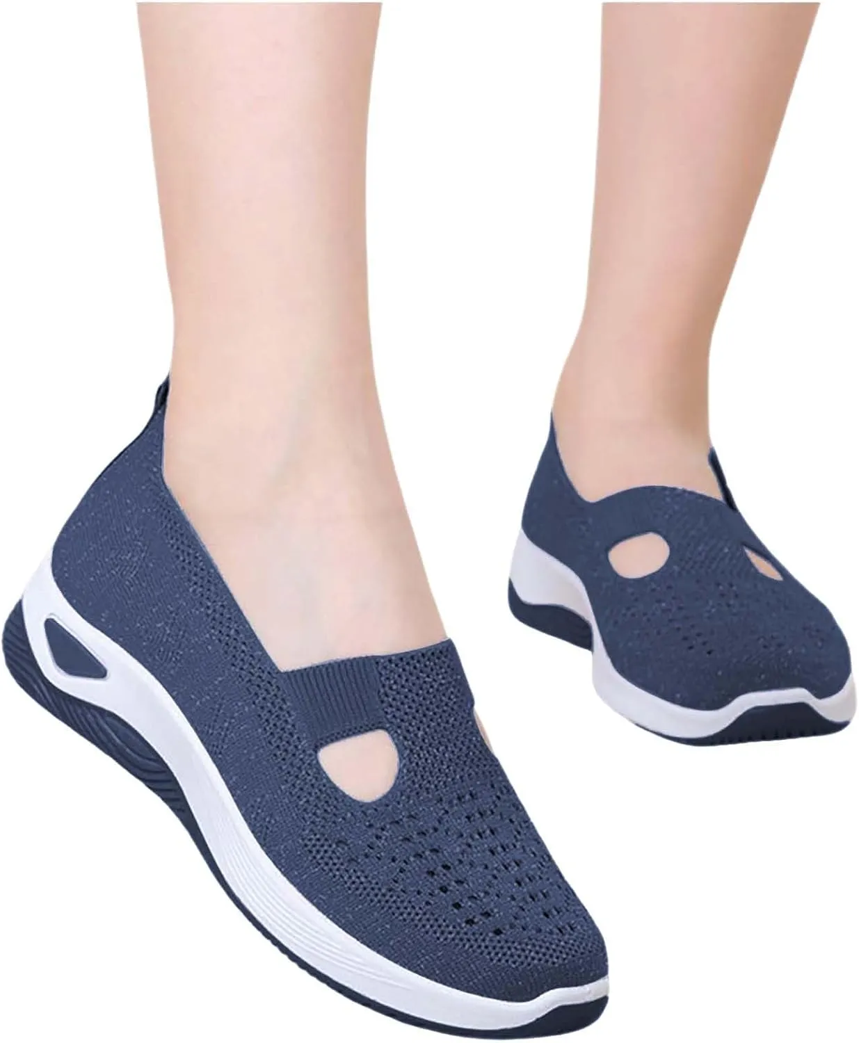 Orthowalk Shoes for Women Orthopedic Arch Support Woven Mesh Breathable Soft Sneakers Slip On Wide Diabetic Footwear