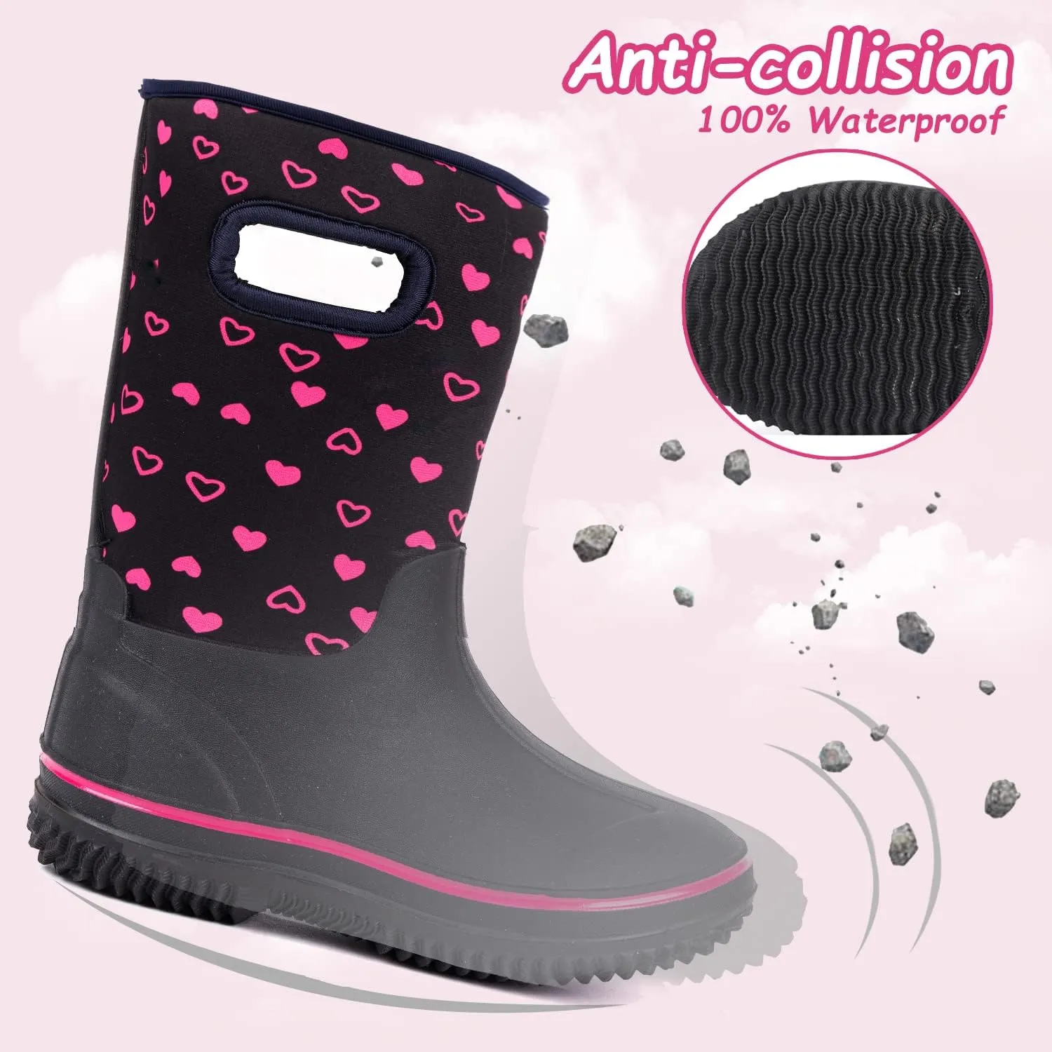 Outee Toddler Kids Warm Waterproof Neoprene Rain Boots