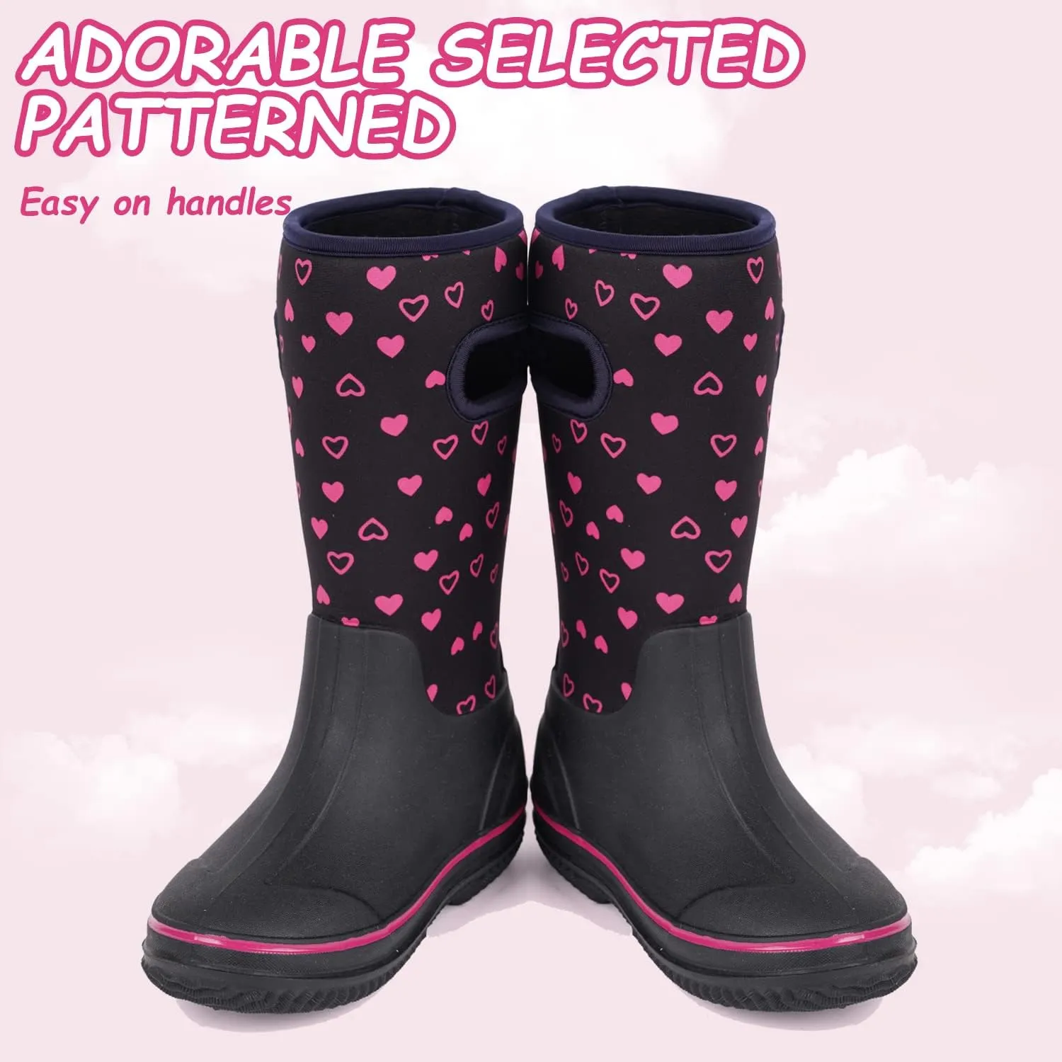 Outee Toddler Kids Warm Waterproof Neoprene Rain Boots