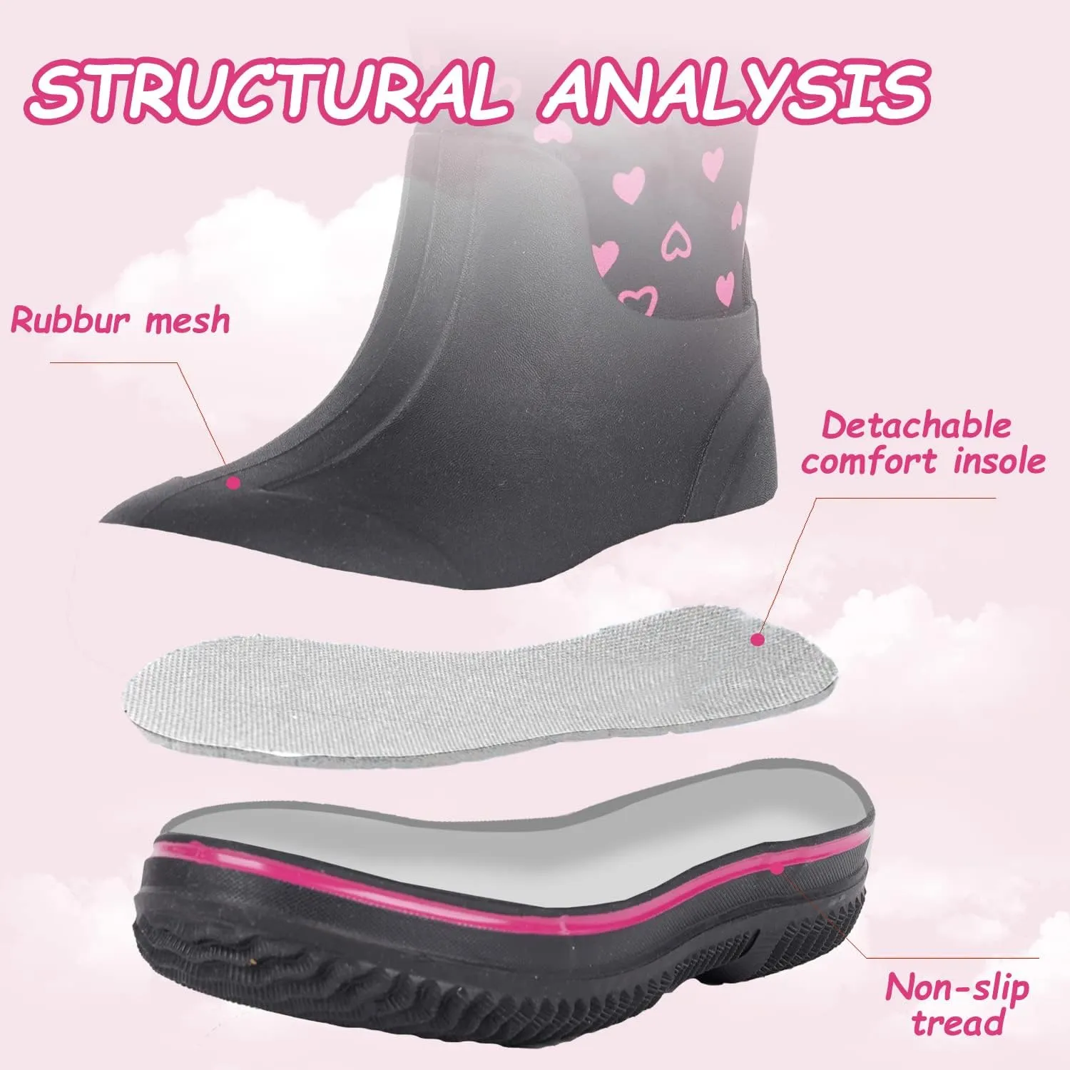 Outee Toddler Kids Warm Waterproof Neoprene Rain Boots
