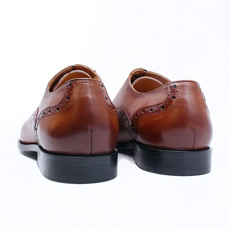 Oxford carved Brock men's lace-up dress shoes