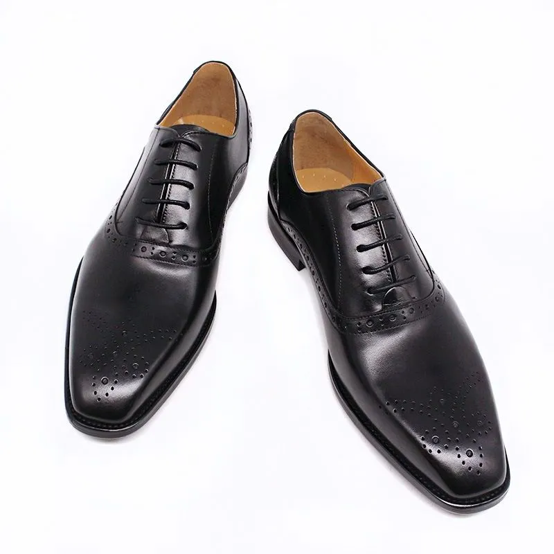 Oxford carved Brock men's lace-up dress shoes