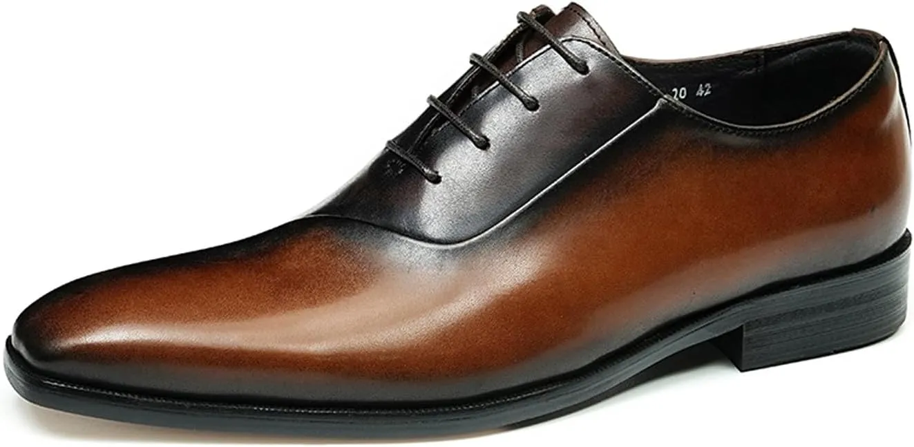 Oxfords Formal Dress Shoes for Men Genunie Leather Wingtip Toe Two Tone Derby Fashion Wedding Prom Shoes Mnes Tuxedo Comfortable Business Casual Shoes