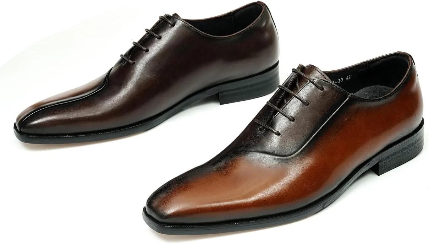 Oxfords Formal Dress Shoes for Men Genunie Leather Wingtip Toe Two Tone Derby Fashion Wedding Prom Shoes Mnes Tuxedo Comfortable Business Casual Shoes