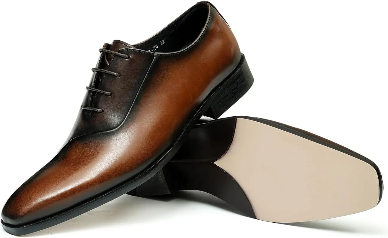 Oxfords Formal Dress Shoes for Men Genunie Leather Wingtip Toe Two Tone Derby Fashion Wedding Prom Shoes Mnes Tuxedo Comfortable Business Casual Shoes