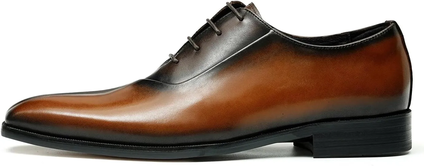 Oxfords Formal Dress Shoes for Men Genunie Leather Wingtip Toe Two Tone Derby Fashion Wedding Prom Shoes Mnes Tuxedo Comfortable Business Casual Shoes