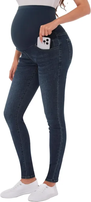 PACBREEZE Women's Maternity Jeans Over Belly Skinny Stretchy Denim Pants Comfy Slim Pregnancy Pants
