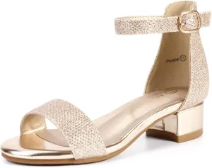 PANDANINJIA Girls Dress Shoes Toddler Kids Heels Sandals Ankle Strap Wedding Party Phoebe Flower Girl Shoes