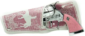 PARRIS CLASSIC QUALITY TOYS EST. 1936 Western Girl Single Holster Set – Pink & White Horse Rider Design with 8.5" Die-Cast Repeater Gun – Ideal Cowgirl Role Play Toy