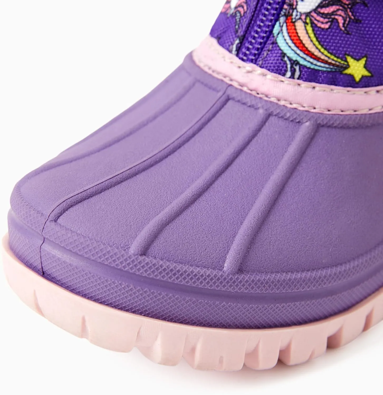 PATPAT Girls and Boys Winter Snow Boots Adjustable Bungee Lace and Hook & Loop Straps Front Zipper Waterproof Outdoor Boot