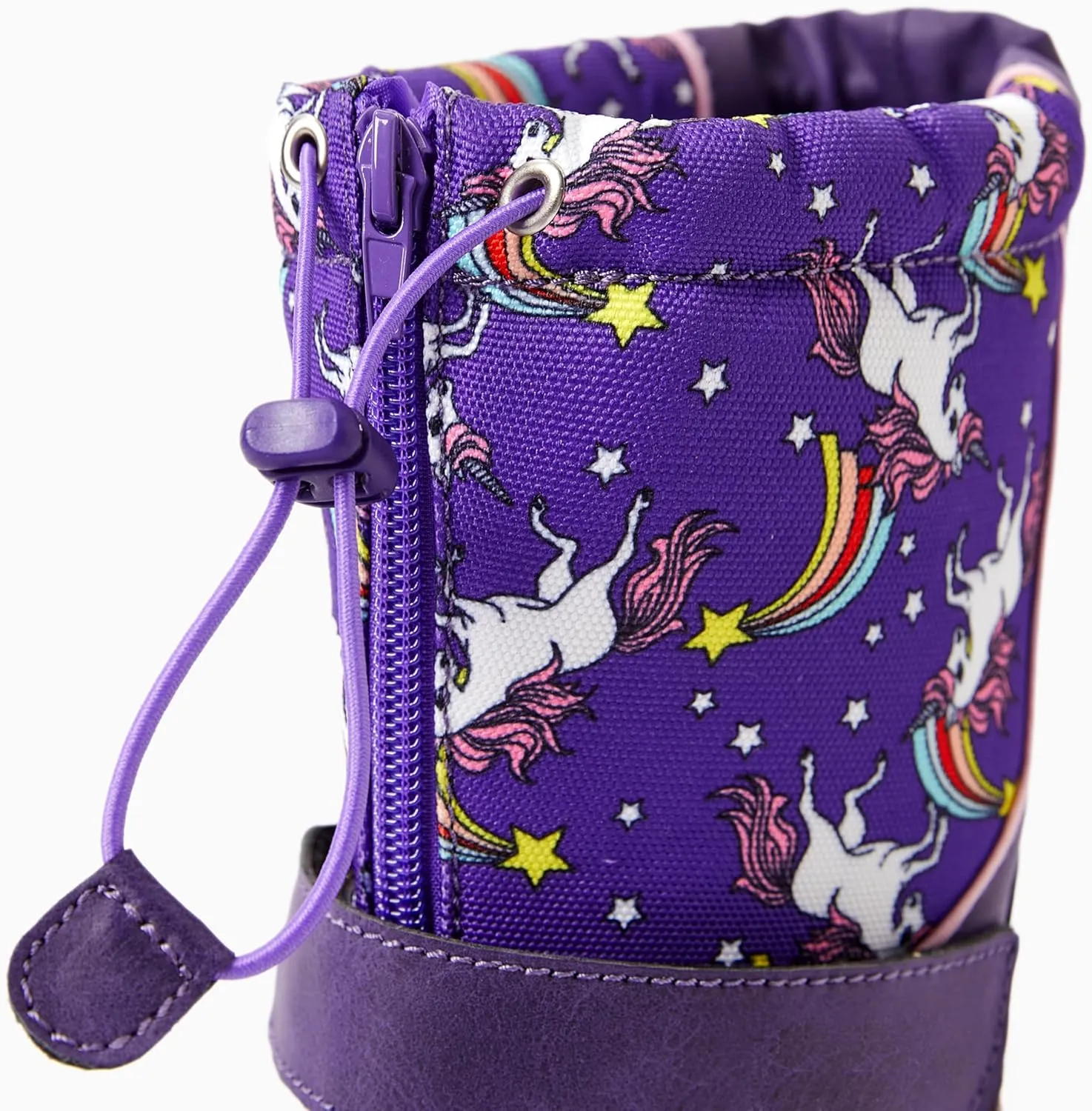 PATPAT Girls and Boys Winter Snow Boots Adjustable Bungee Lace and Hook & Loop Straps Front Zipper Waterproof Outdoor Boot