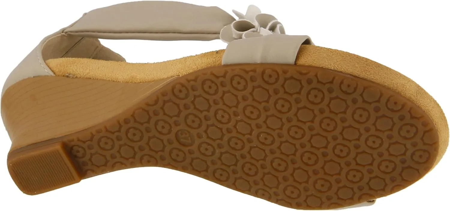 PATRIZIA Women's HARLEQUIN Ankle Strap T-Strap Wedge Sandals - Floral Design, Cushioned Insole, Back Zipper
