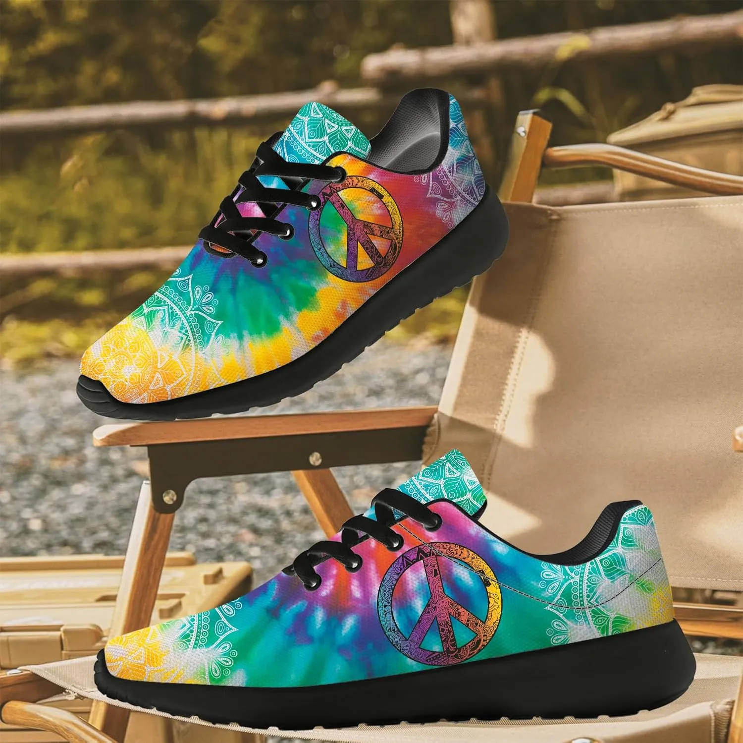 Peace Tie Dye Shoes for Women Men Running Tennis Shoes Walking Sneakers Gifts for Men Women