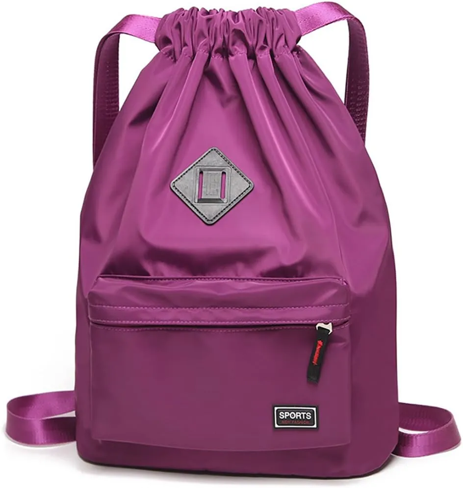 Peicees Waterproof Drawstring Sport Bag Lightweight Sackpack Backpack for Men and Women
