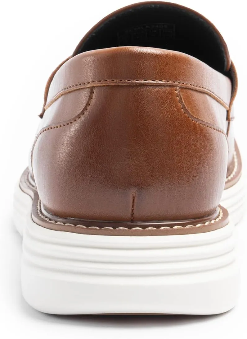 Penny Loafers for Men, Casual Mens Loafers, Slip On Dress Sneakers Men Shoes, PU Leather Shoes, Round Toe, Non Slip Rubber