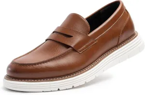 Penny Loafers for Men, Casual Mens Loafers, Slip On Dress Sneakers Men Shoes, PU Leather Shoes, Round Toe, Non Slip Rubber