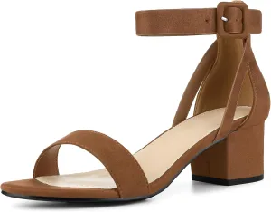 Perphy Open Toe Ankle Strap Block High Heels Sandals for Women