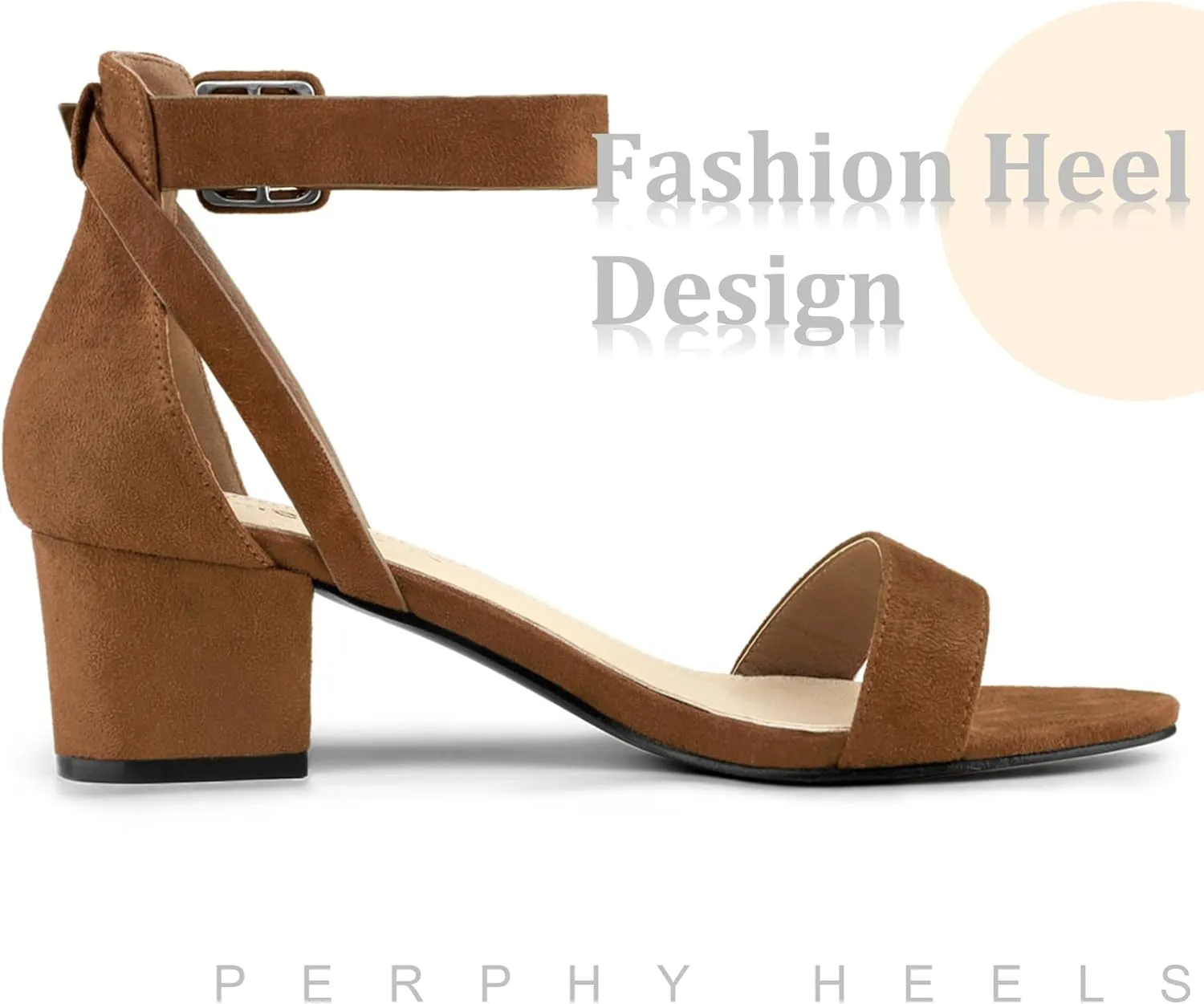 Perphy Open Toe Ankle Strap Block High Heels Sandals for Women