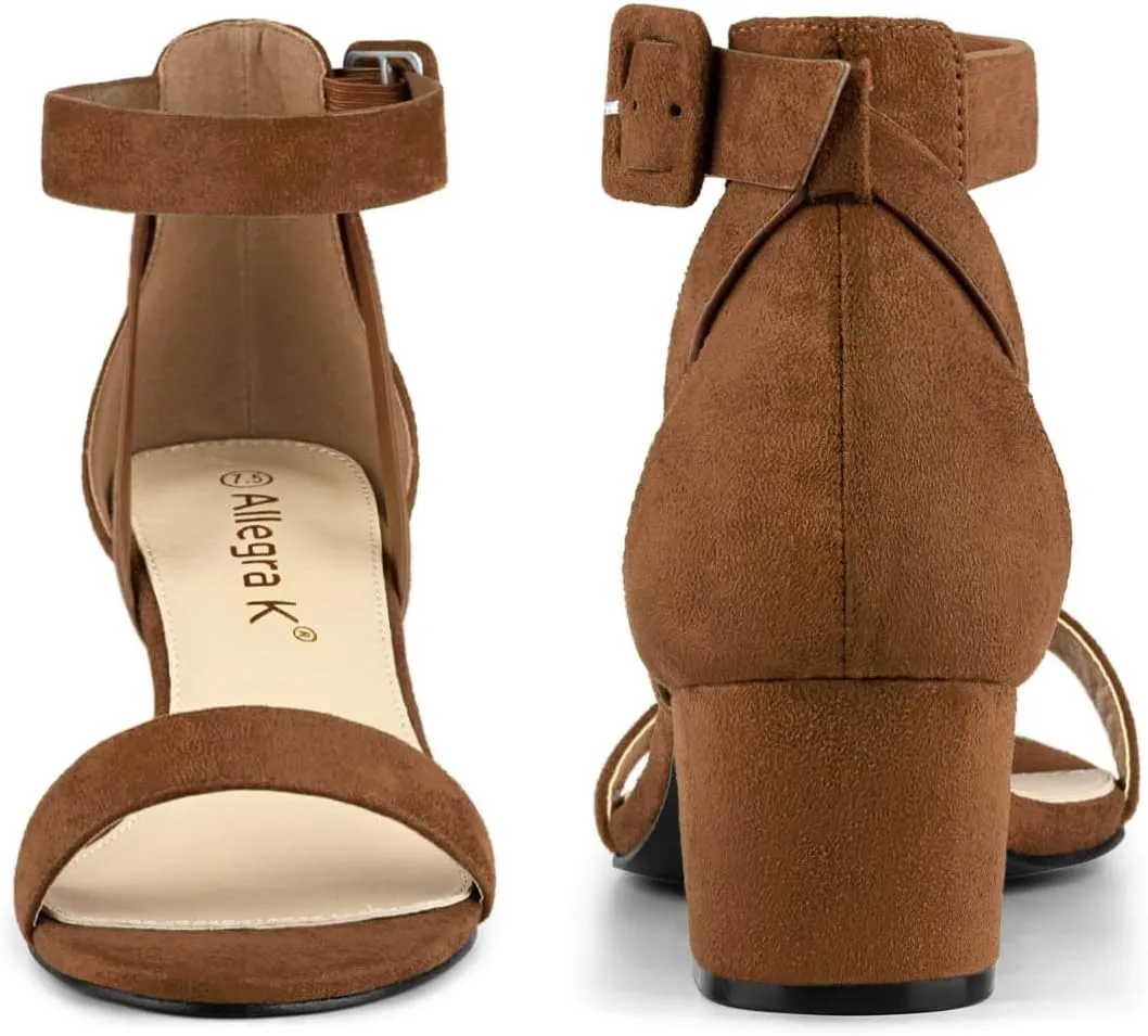 Perphy Open Toe Ankle Strap Block High Heels Sandals for Women