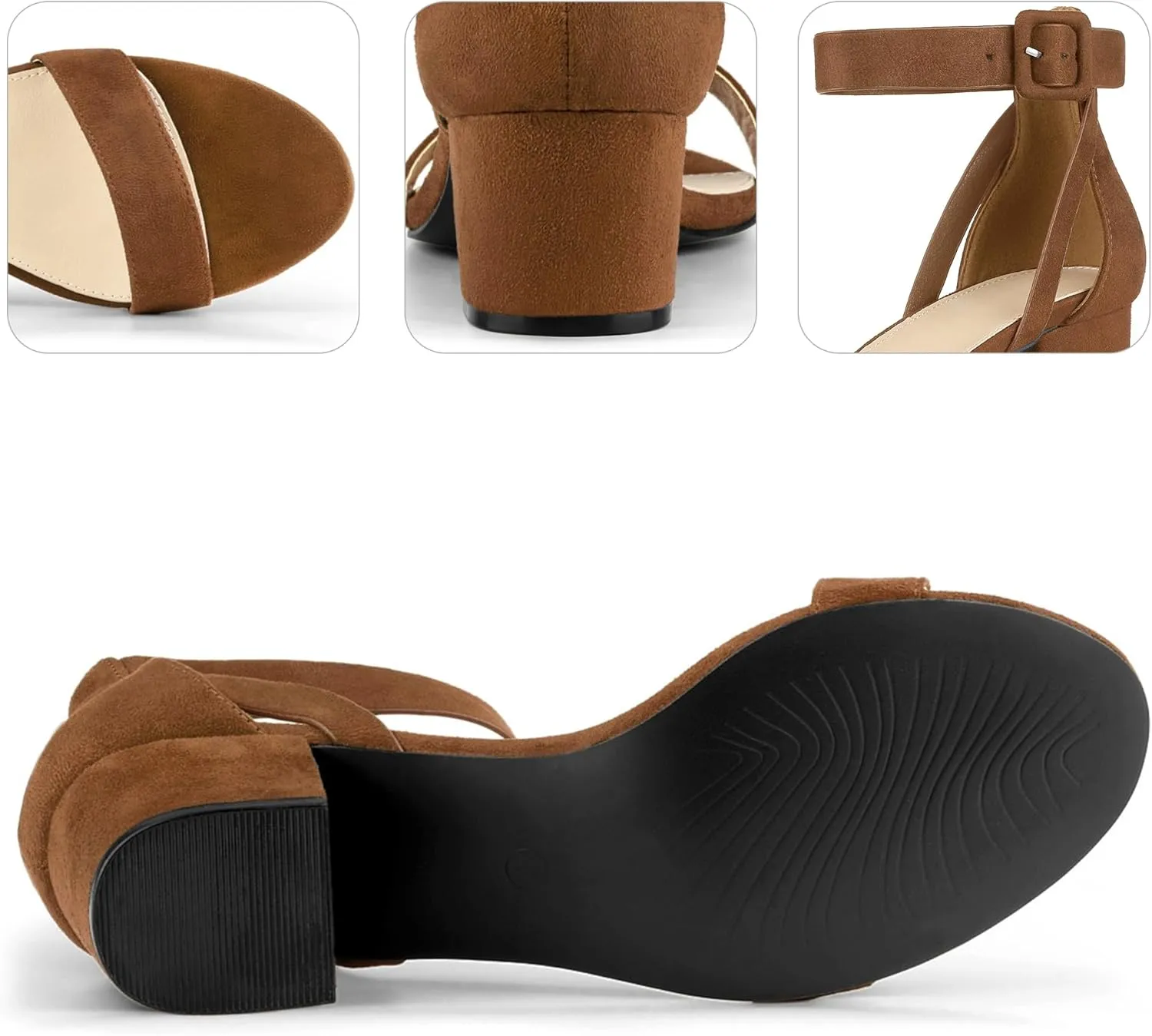 Perphy Open Toe Ankle Strap Block High Heels Sandals for Women