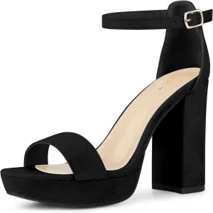 Perphy Platform High Heels Ankle Buckle Strap Chunky Heel Sandals for Women