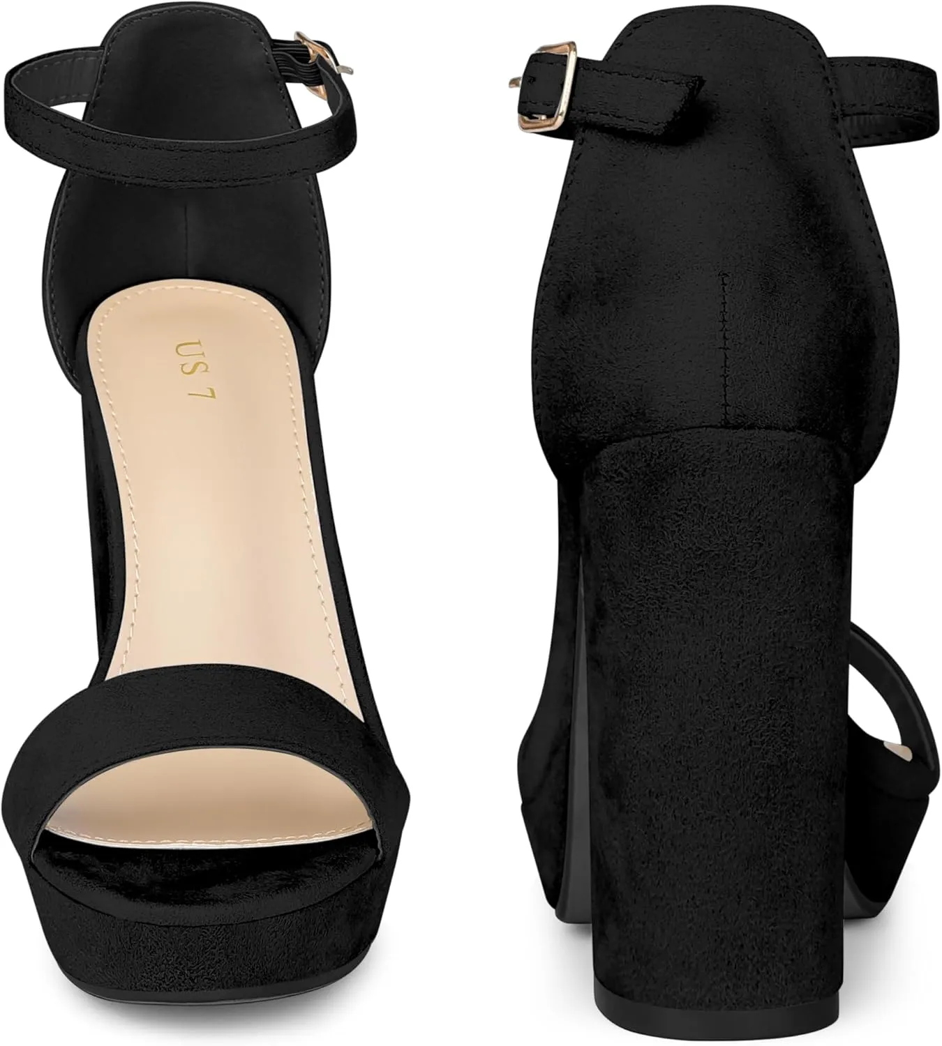Perphy Platform High Heels Ankle Buckle Strap Chunky Heel Sandals for Women