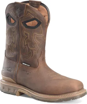PHANTOM RIDER Stanton 11” Waterproof Wide Square Composite Toe Roper Boots for Men with Dark Brown Barnyard Acid Resistant Leather, EH-Rated, Dark Brown (Brown) - 13 D