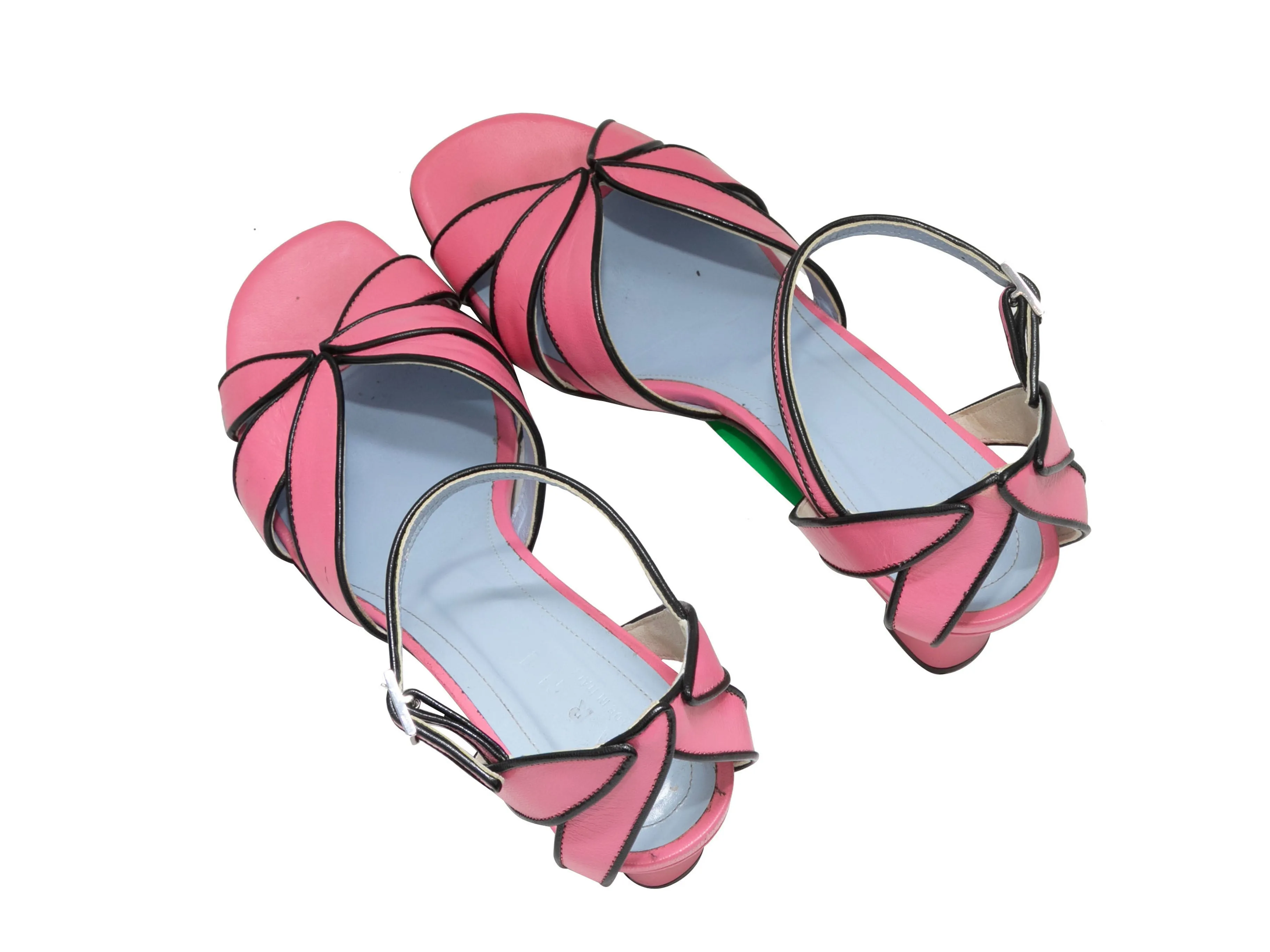 Pink & Black Marni Leather Heeled Sandals Size 40