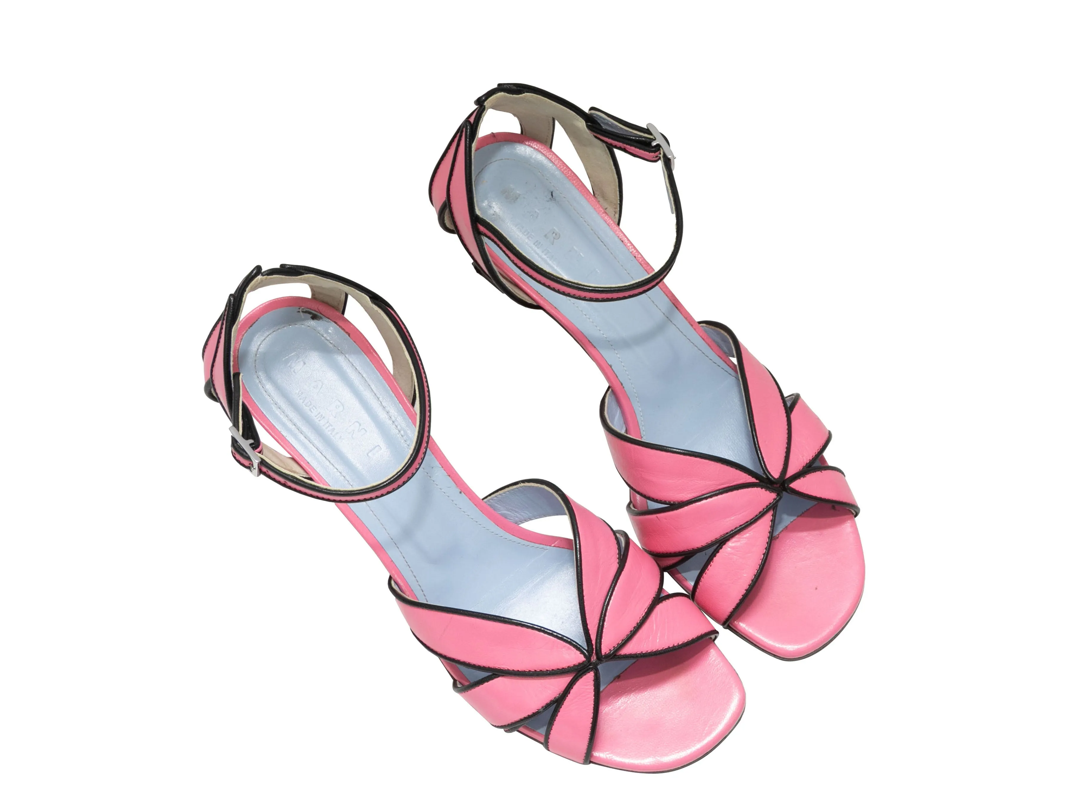 Pink & Black Marni Leather Heeled Sandals Size 40