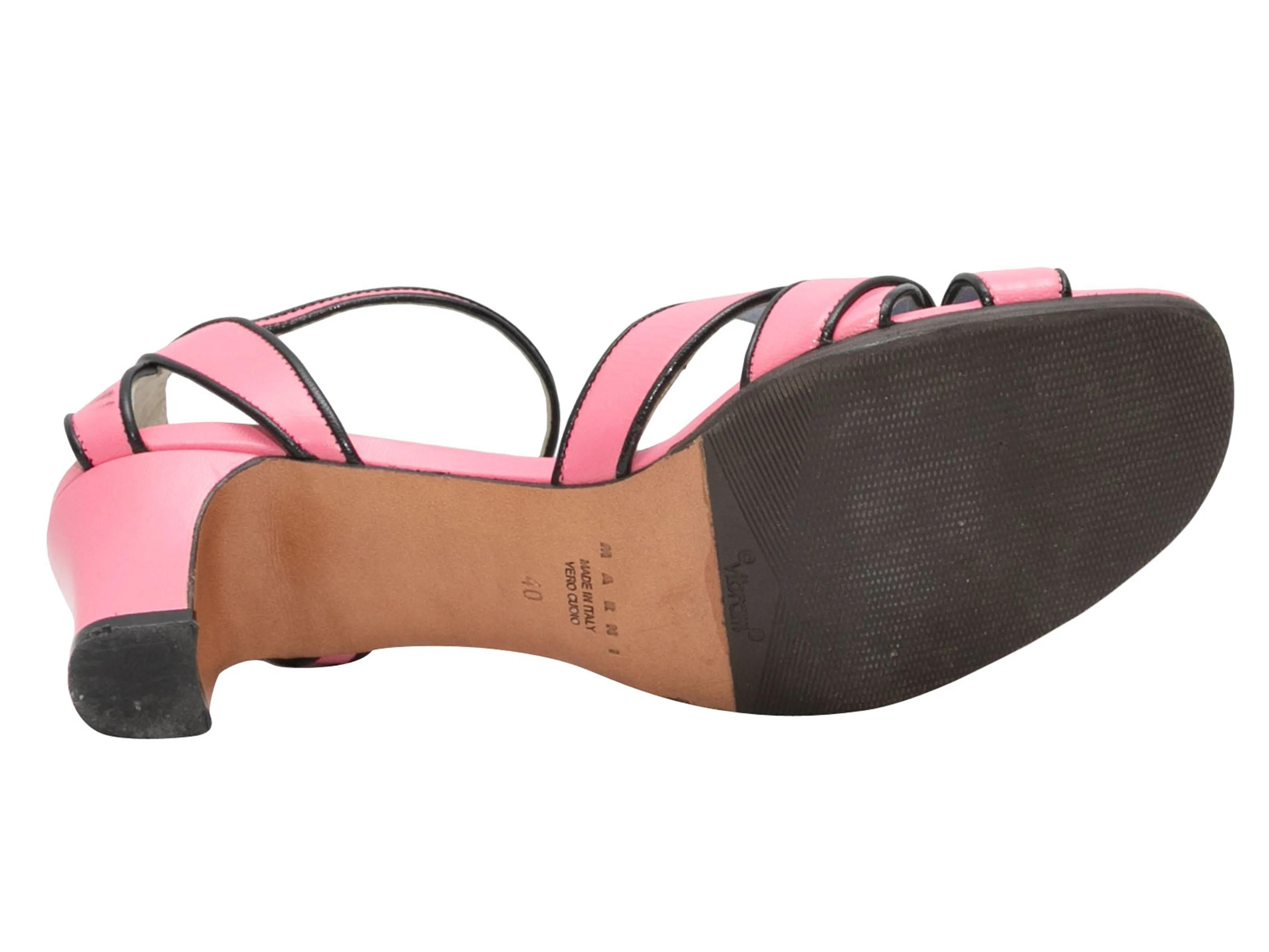 Pink & Black Marni Leather Heeled Sandals Size 40
