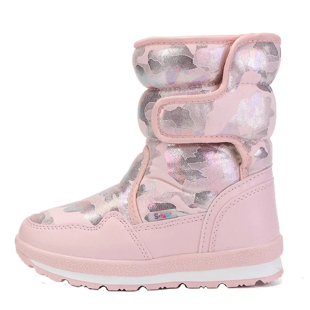 Pink and Silver Glam Kids Winter Snowboots