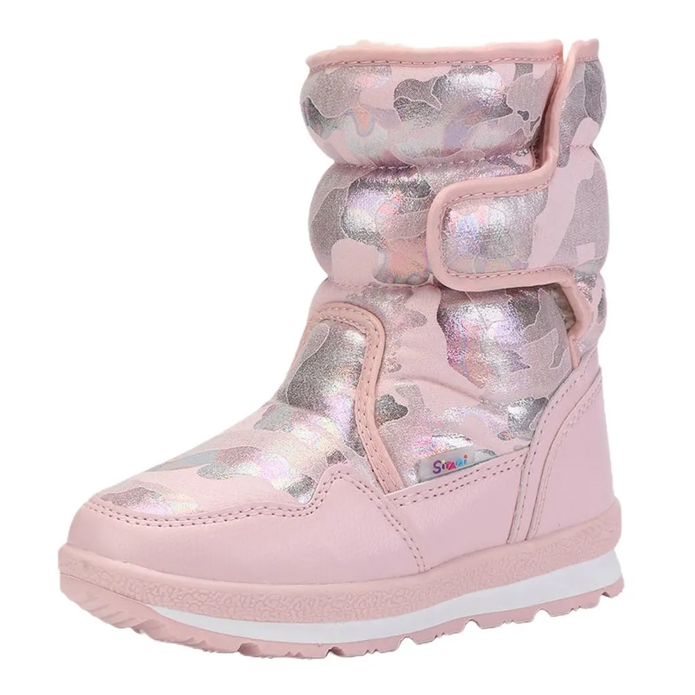 Pink and Silver Glam Kids Winter Snowboots