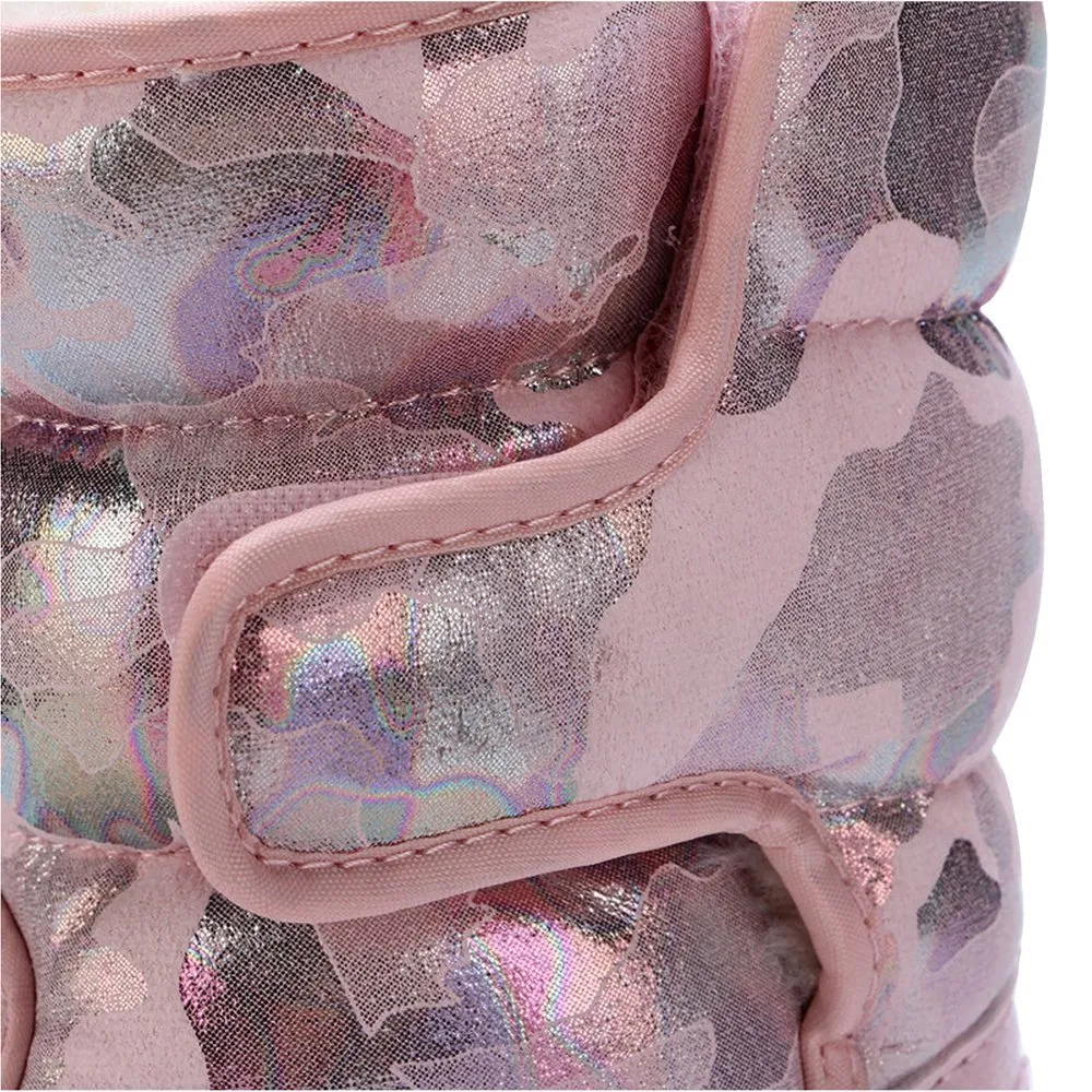 Pink and Silver Glam Kids Winter Snowboots