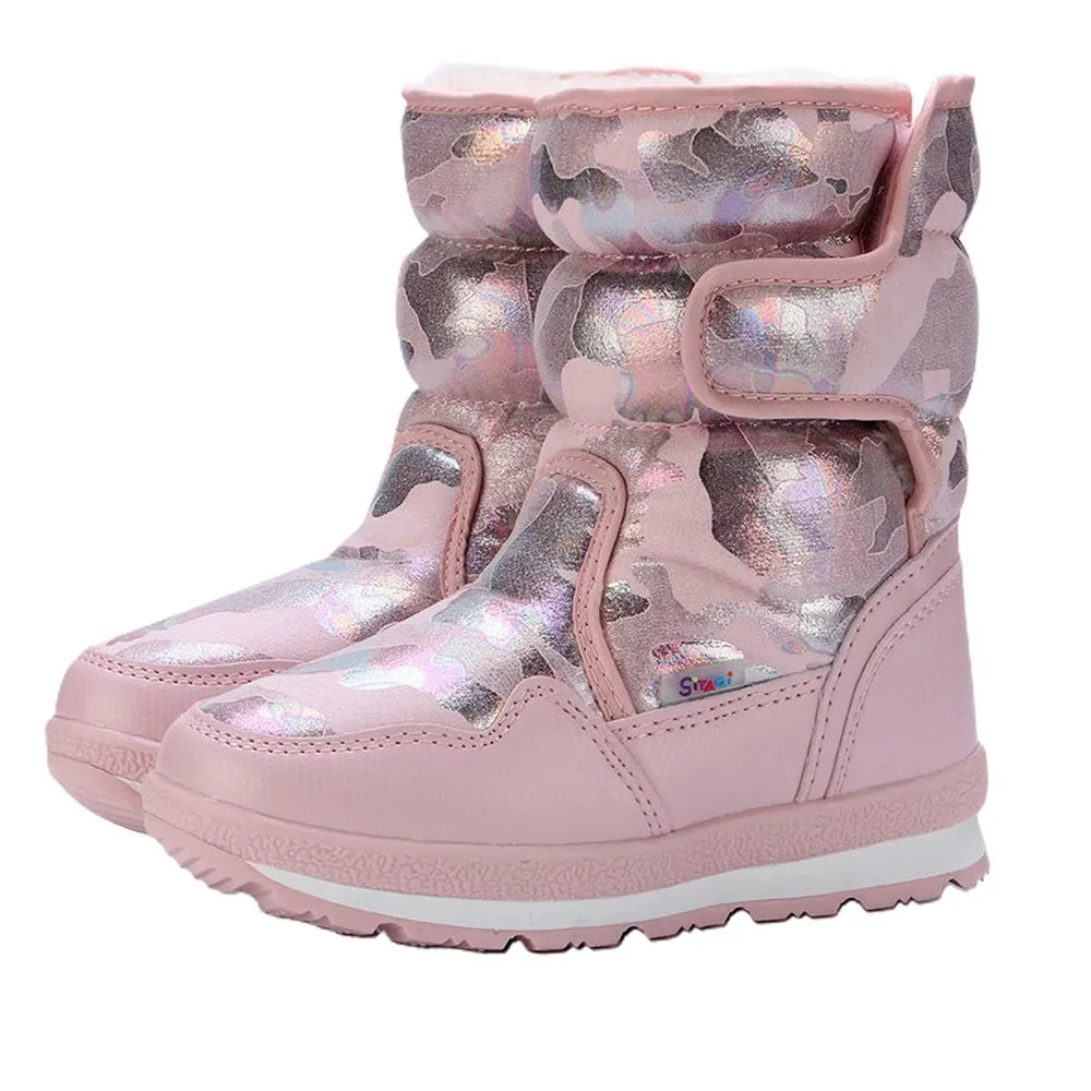 Pink and Silver Glam Kids Winter Snowboots