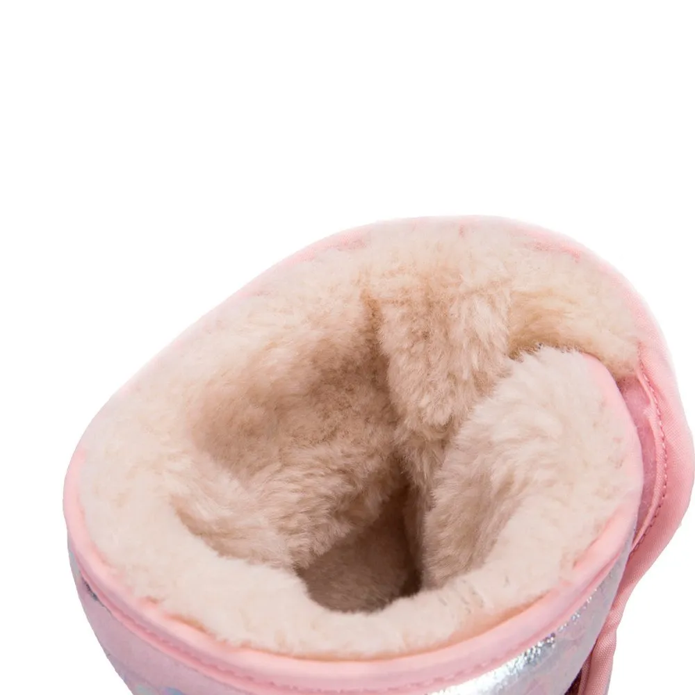 Pink and Silver Glam Kids Winter Snowboots