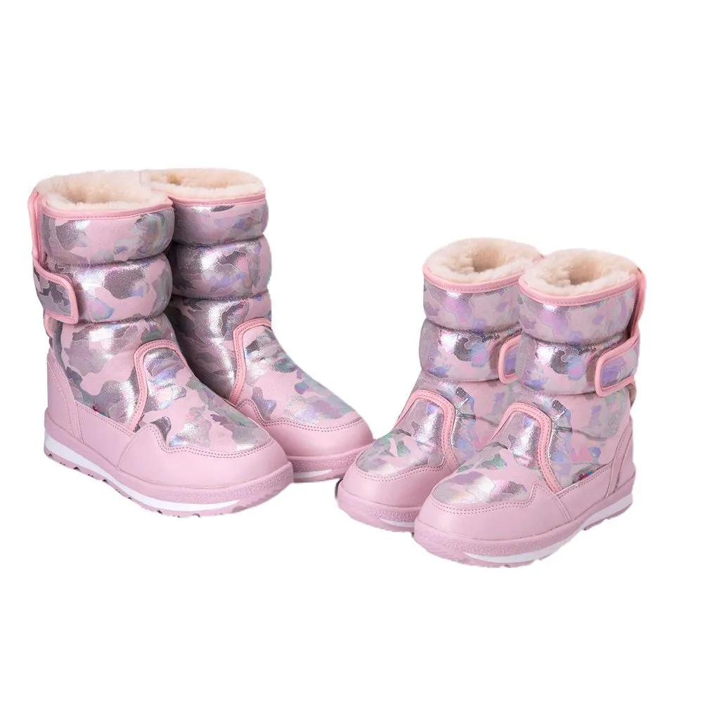 Pink and Silver Glam Kids Winter Snowboots