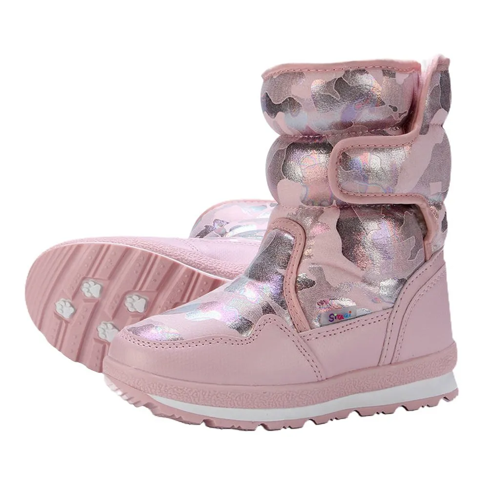Pink and Silver Glam Kids Winter Snowboots
