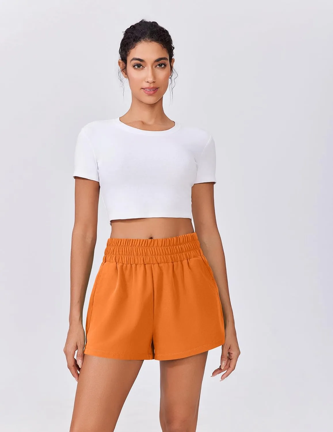 PINSPARK Womens Light Weight Athletic Shorts High Waisted Linerless Active Short Casual Quick Dry Lounge Shorts with Pockets