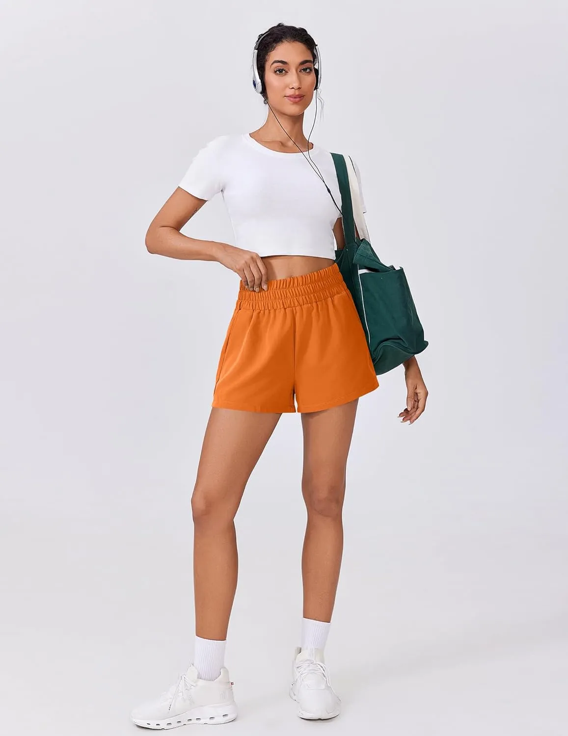PINSPARK Womens Light Weight Athletic Shorts High Waisted Linerless Active Short Casual Quick Dry Lounge Shorts with Pockets