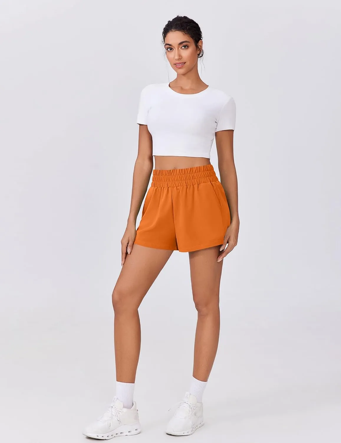 PINSPARK Womens Light Weight Athletic Shorts High Waisted Linerless Active Short Casual Quick Dry Lounge Shorts with Pockets