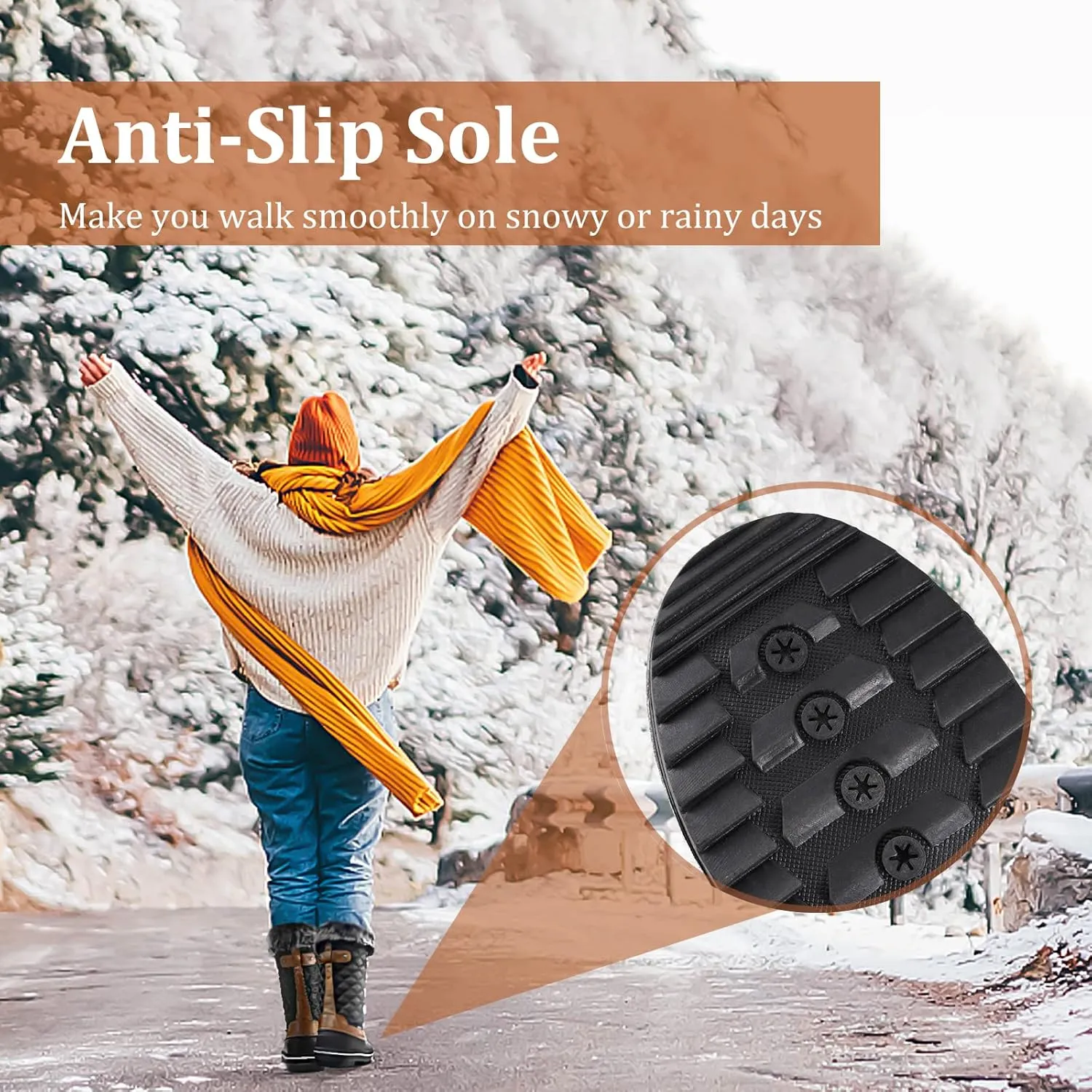 PIZZ ANNU Women's Snow Boots Waterproof Slip Resistant Warm Faux Fur Lined Lace up Mid Calf Winter Duck Boots Cold Weather Shoes