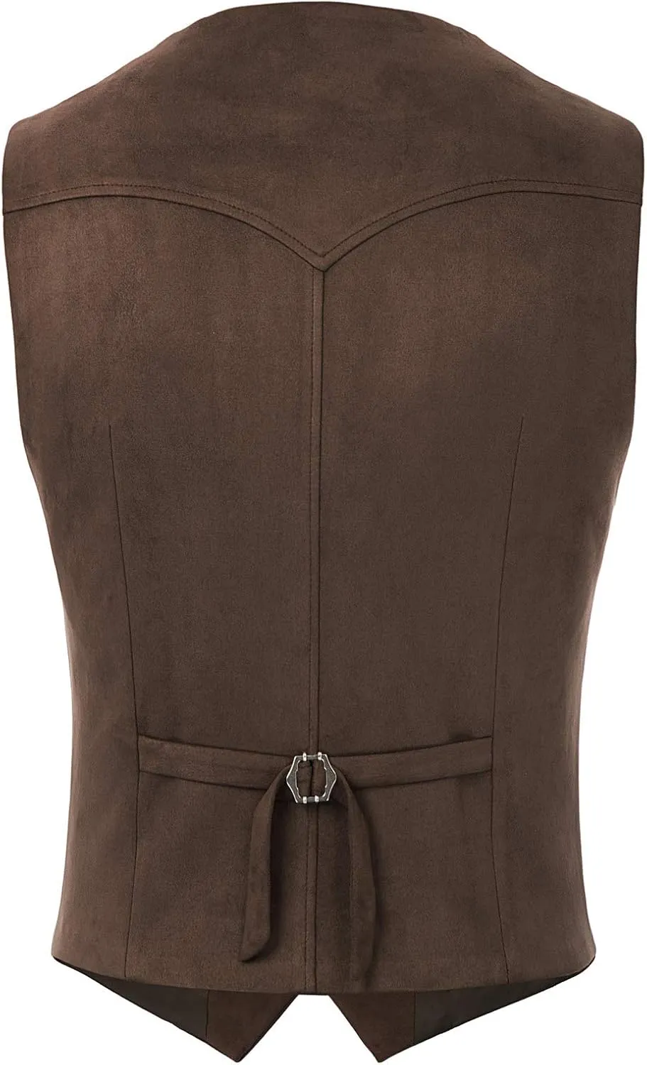 PJ PAUL JONES Mens Faux Suede Leathr Suit Vest Western Cowboy Dress Vests with Pockets