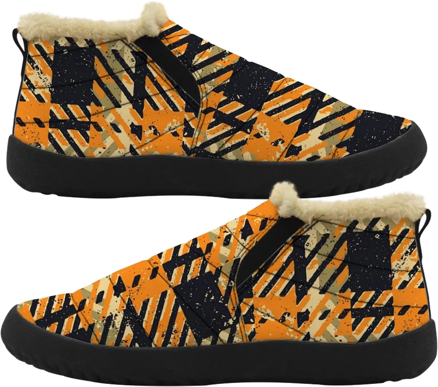 Plaid Buffalo Snow Boots for Men Women Winter Shoes Low Top Fashion Sneakers Slip on Ankle Booties Valentines Day Gifts