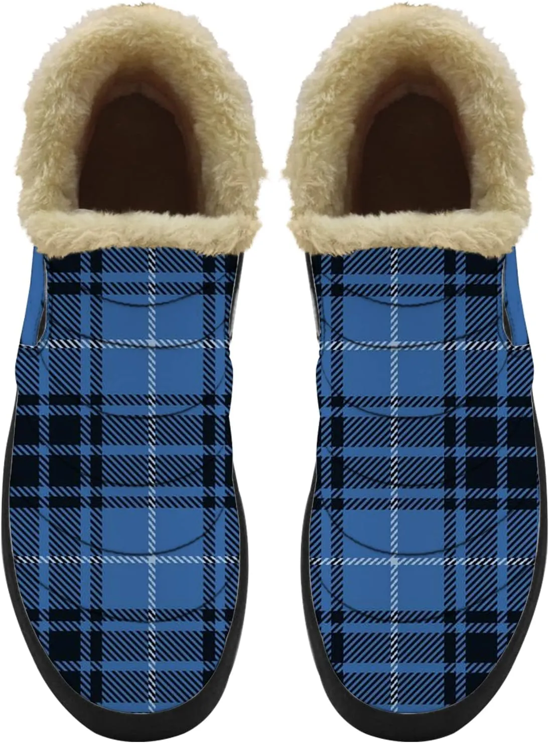 Plaid Buffalo Snow Boots for Men Women Winter Shoes Low Top Fashion Sneakers Slip on Ankle Booties Valentines Day Gifts